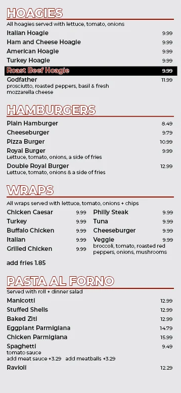 menu